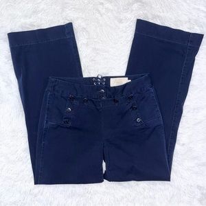 J. CREW Women’s City Fit Classic Twill Chino Navy Blue Nautical Wide Leg Pants 8